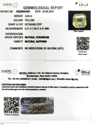 3.04/CT Natural Yellow Sapphire With Govt Lab Certificate (23310)